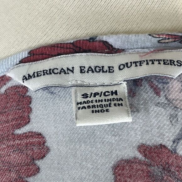 American Eagle Outfitters Floral Dress Lt Blue Red Size Small - Picture 8 of 10